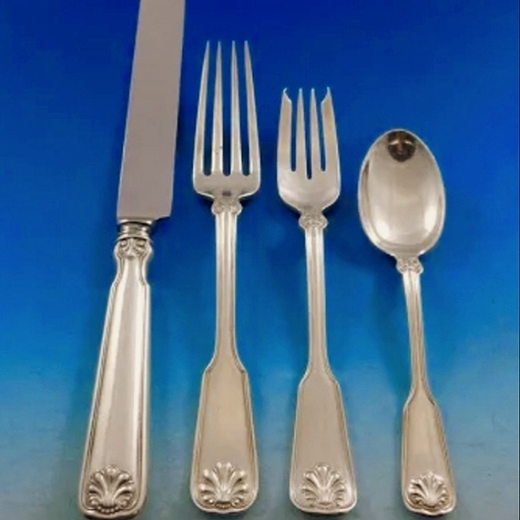 Tiffany & Co. Bridal Registry Shell & Thread Sterling Flatware 110 Piece Set - Picture 4 of 11